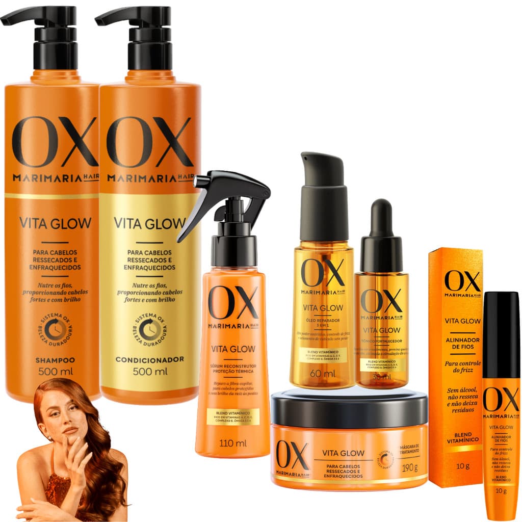 Kit OX Vita Glow Mari Maria Mascara Alinhador ReparaçãoTotal