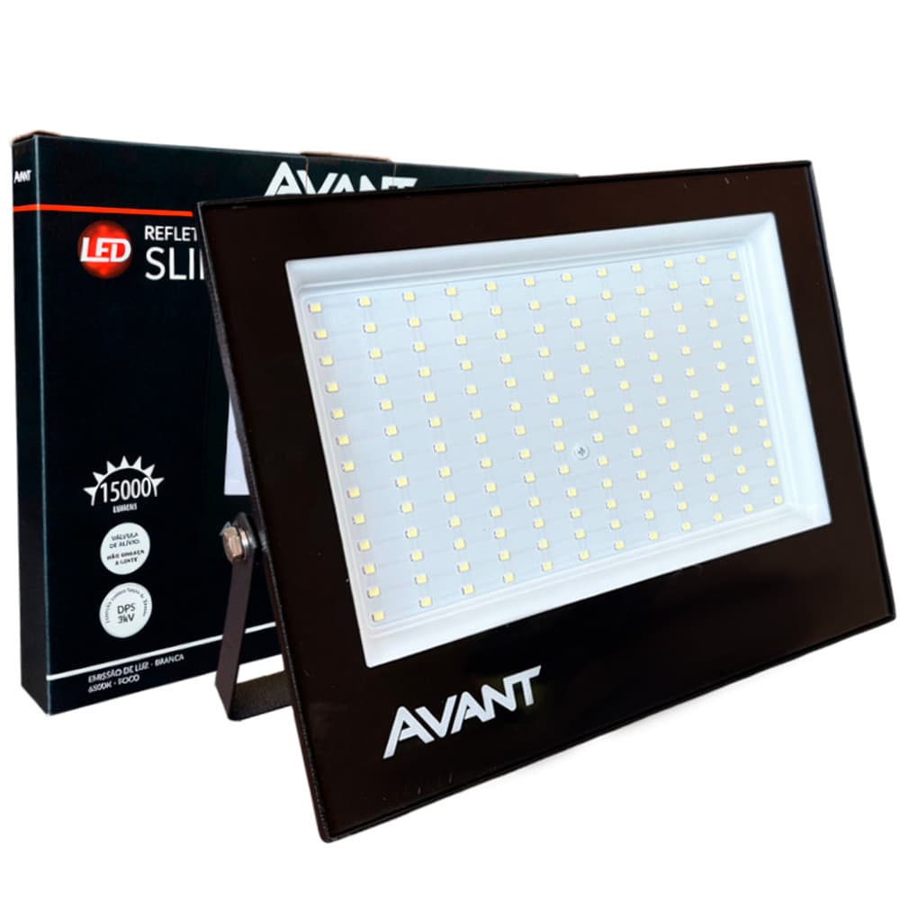 Refletor Slim200 Luz Branco Frio 6500K Bivolt 200W Avant Iluminação Externa Comercio