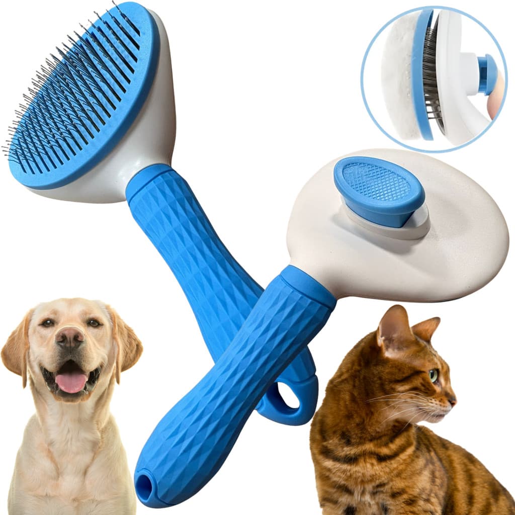 Escova Pet Autolimpante Rasqueadeira Magica Pelos Cães Gatos