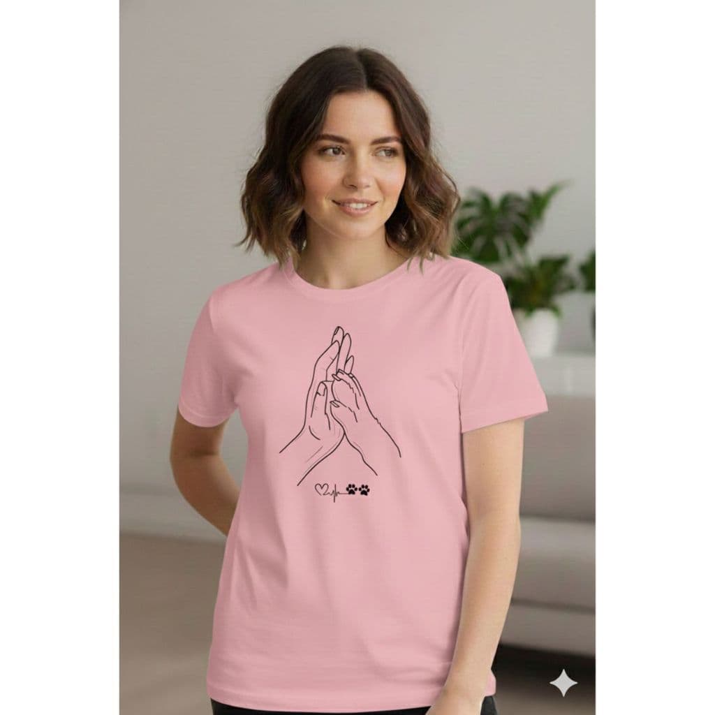 Camiseta Feminina Básica Mãe de Pet – Coração Cheio de Amor 100% Algodão