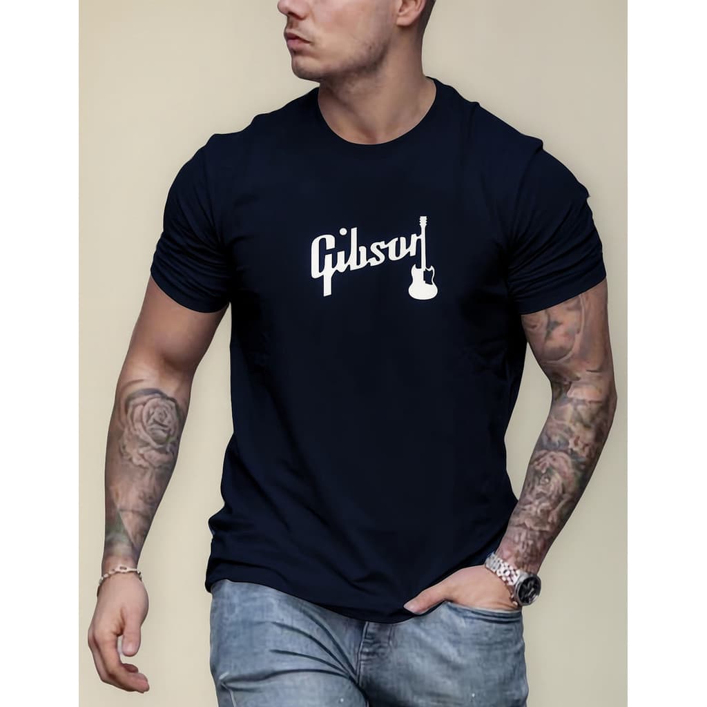 Camiseta Masculina Estampa Guitarra Gibson Musica Banda Moda