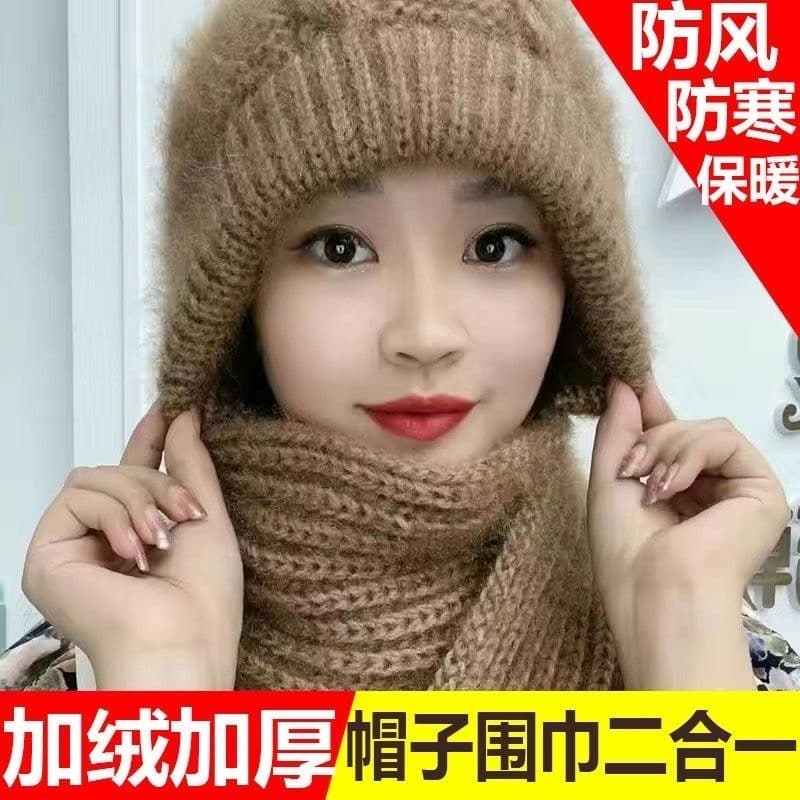 Forro de lã engrossado senhoras chapéu inverno feminino quente inverno chapéu cachecol um esquilo velo chapéu de neve es
