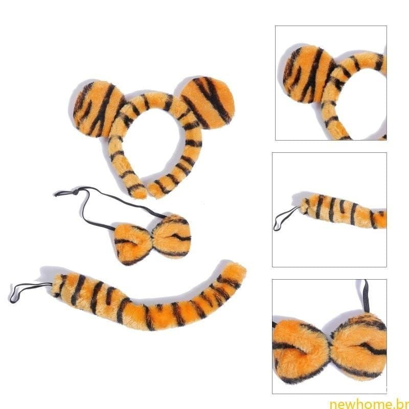 Formato Orelha Para Cabeça , Argola E Cauda , Gravata Borboleta , Desenho Animado , Tigre , Cosplay