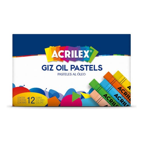 Giz De Cera Aquarelável Acrilex Giz Oil Pastel 12 Cores Multicolorido