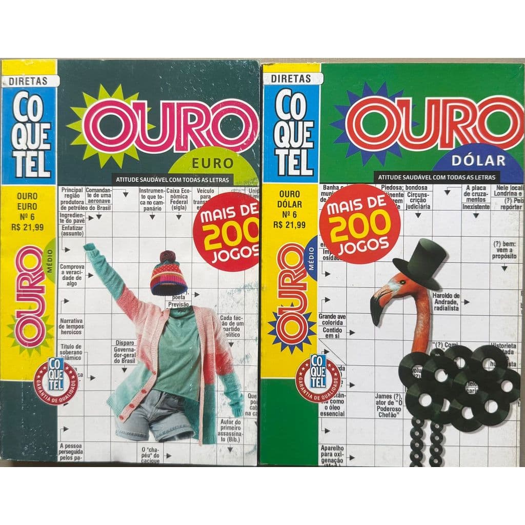Kit 02 Palavras Cruzadas Coquetel- Ouro - Nível Médio- Mais de 200 jogos