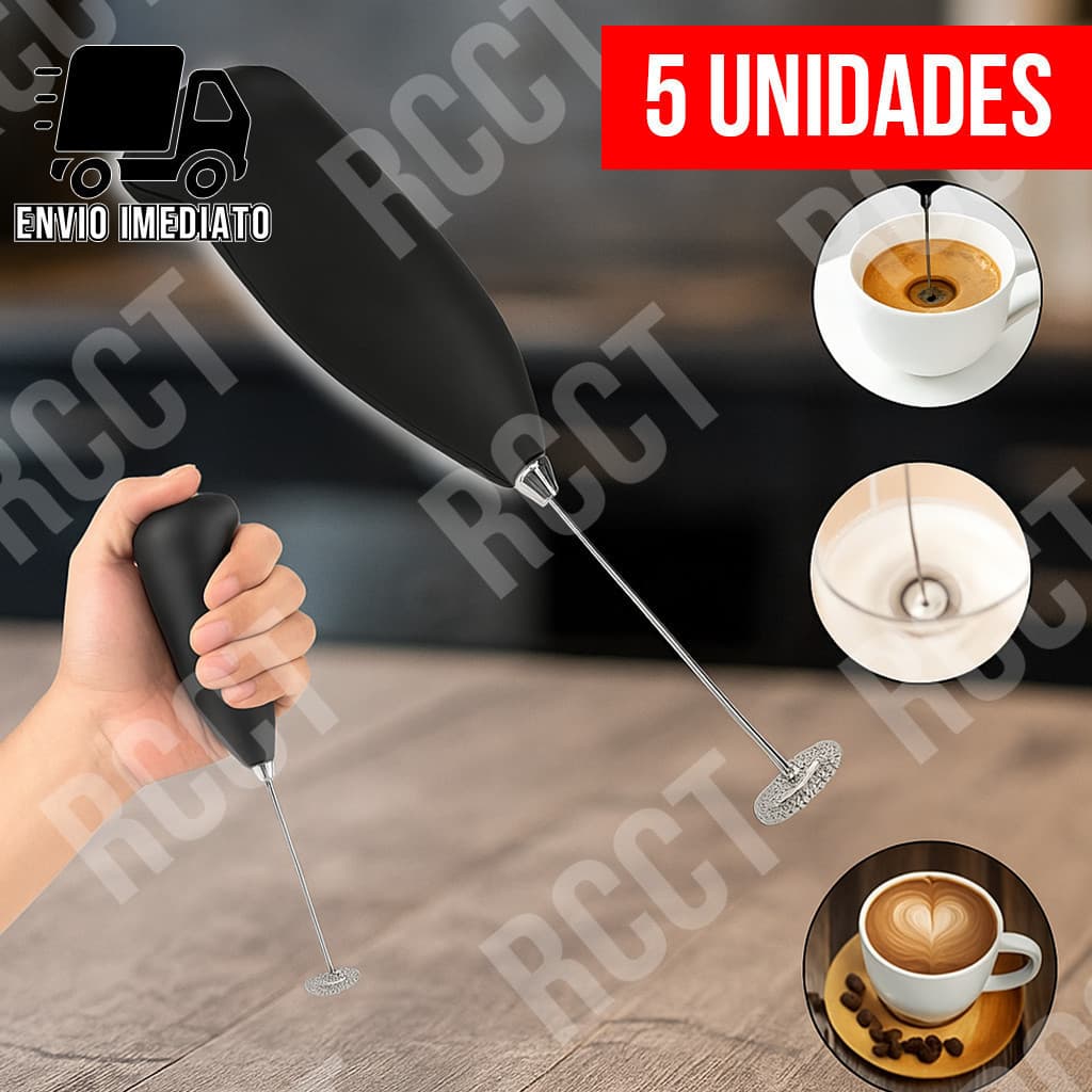 Kit 5 Mini Mixer Elétrico Portátil – Batedor de Ovos, Café e Drinks