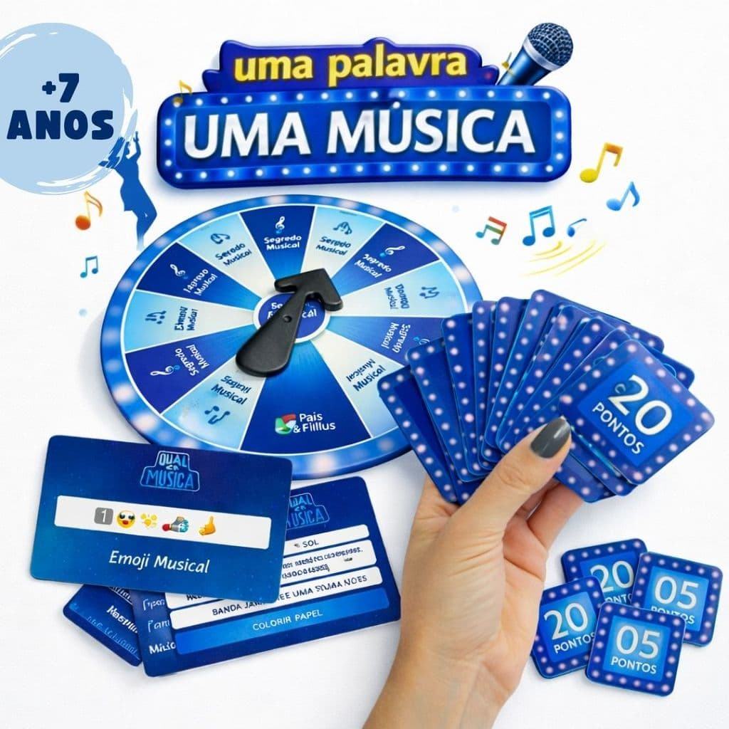 Jogo Qual é a Música Jogos do SBT com Roleta Tabuleiro para Família Jogos de Cartas