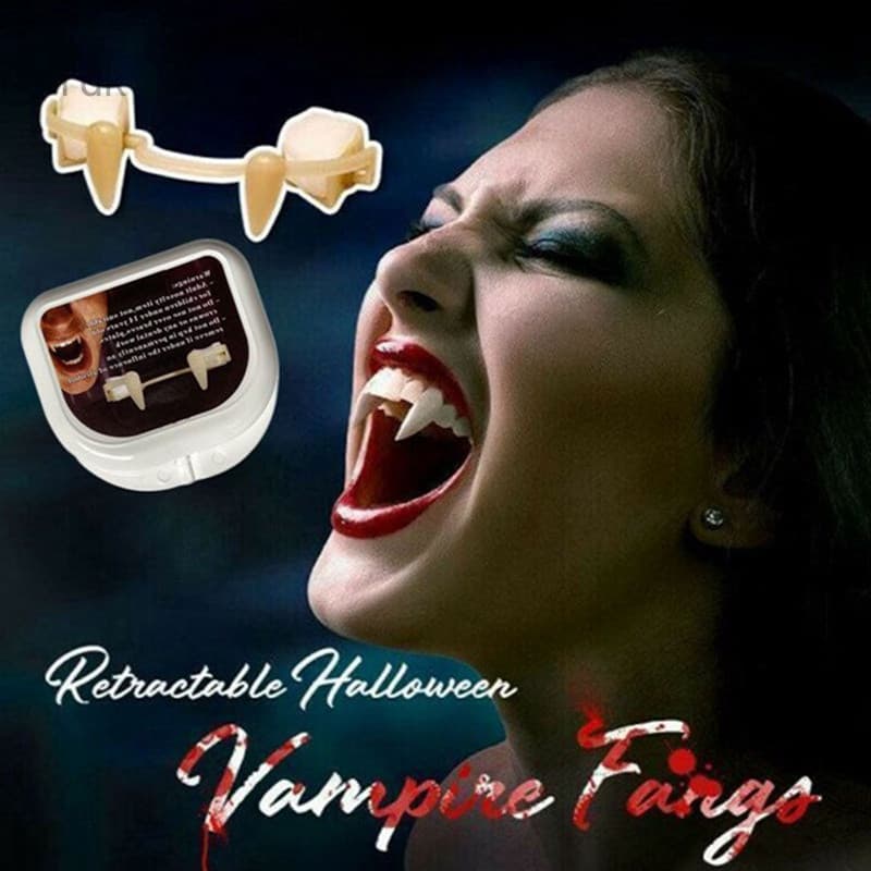 FEDEALK Dentes de Vampiro Retráteis Decoração de Halloween Drácula Monstro Falso Presas de Lobisomem Acessório de Fantas