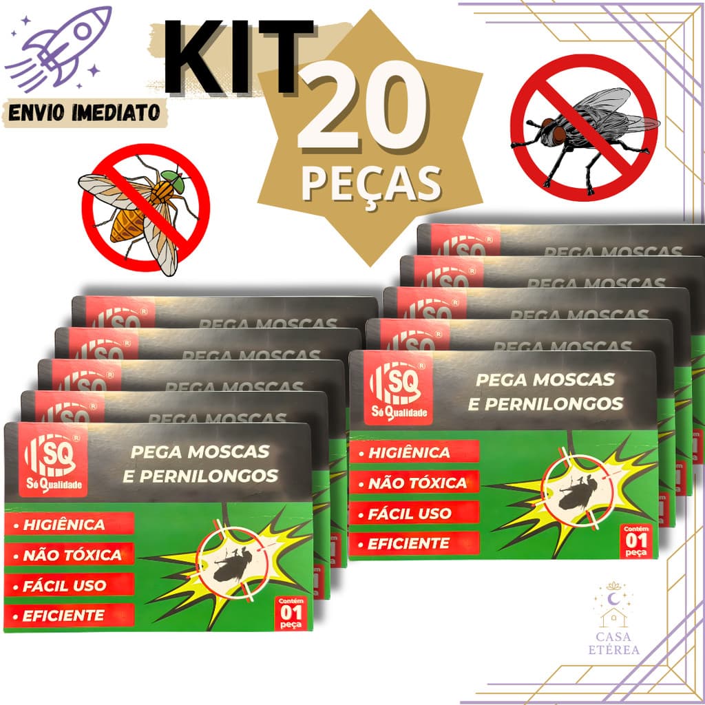 Jogo 20 Armadilha Anti Mosca Mosquito Pernilongo Cola Inseticida para Controle de Insetos em Casa e Estabelecimentos