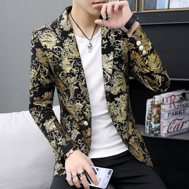 2025 primavera estilista de cabelo masculino pequeno terno versão coreana magro-ajuste noite clube terno jaqueta único b