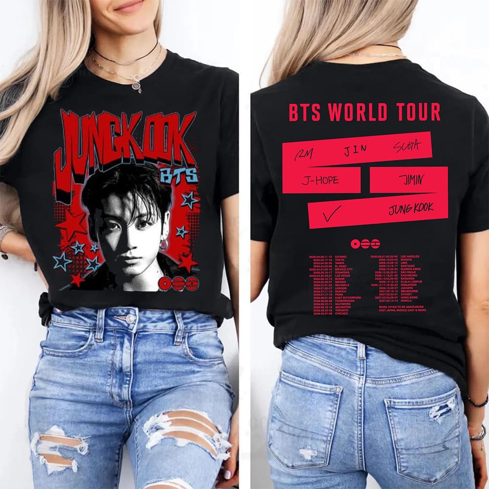 Camiseta Masculina Feminina Estampa Jungkook BTS World Tour T-shirt Unissex K-pop Envio Imediato