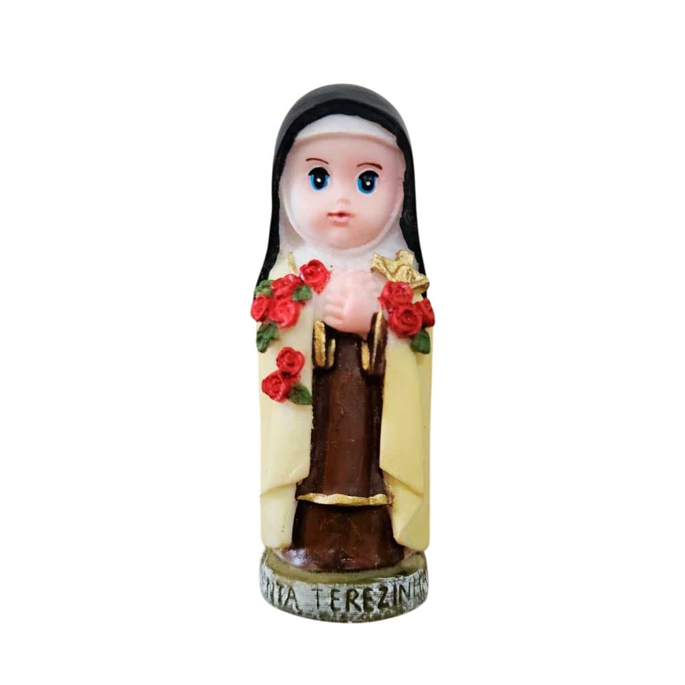 Imagem Rosto Infantil de Santa Terezinha em Resina - 8 cm Miniatura Pequena Estatueta Católica