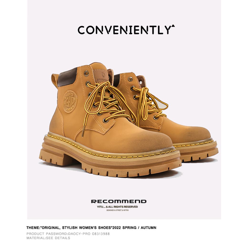 Chute não ruim botas de ruibarbo homens Martin botas estilo casal estilo britânico ferramentas verão botas de couro de a