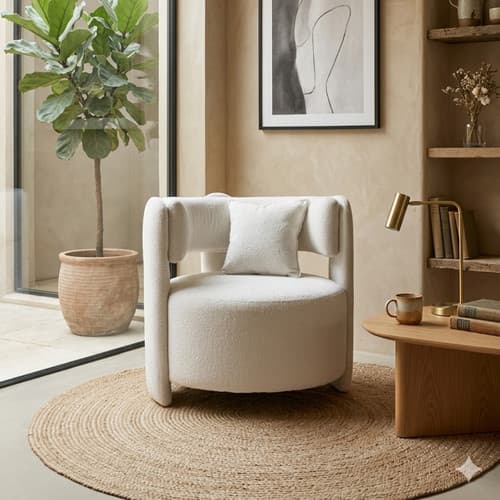Poltrona Loopa Bouclé Luxo Moderna Confortável Sala Estar Decoração Promoção Oferta Imperdível