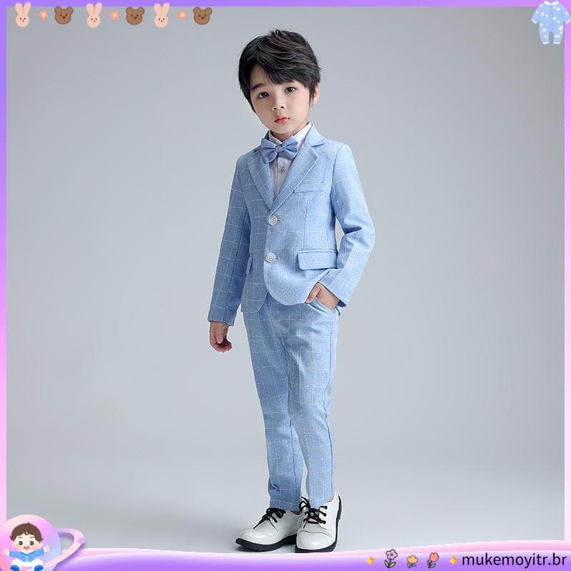 Fyathm blazer terno calças smoking formais para menino de 2-14 anos