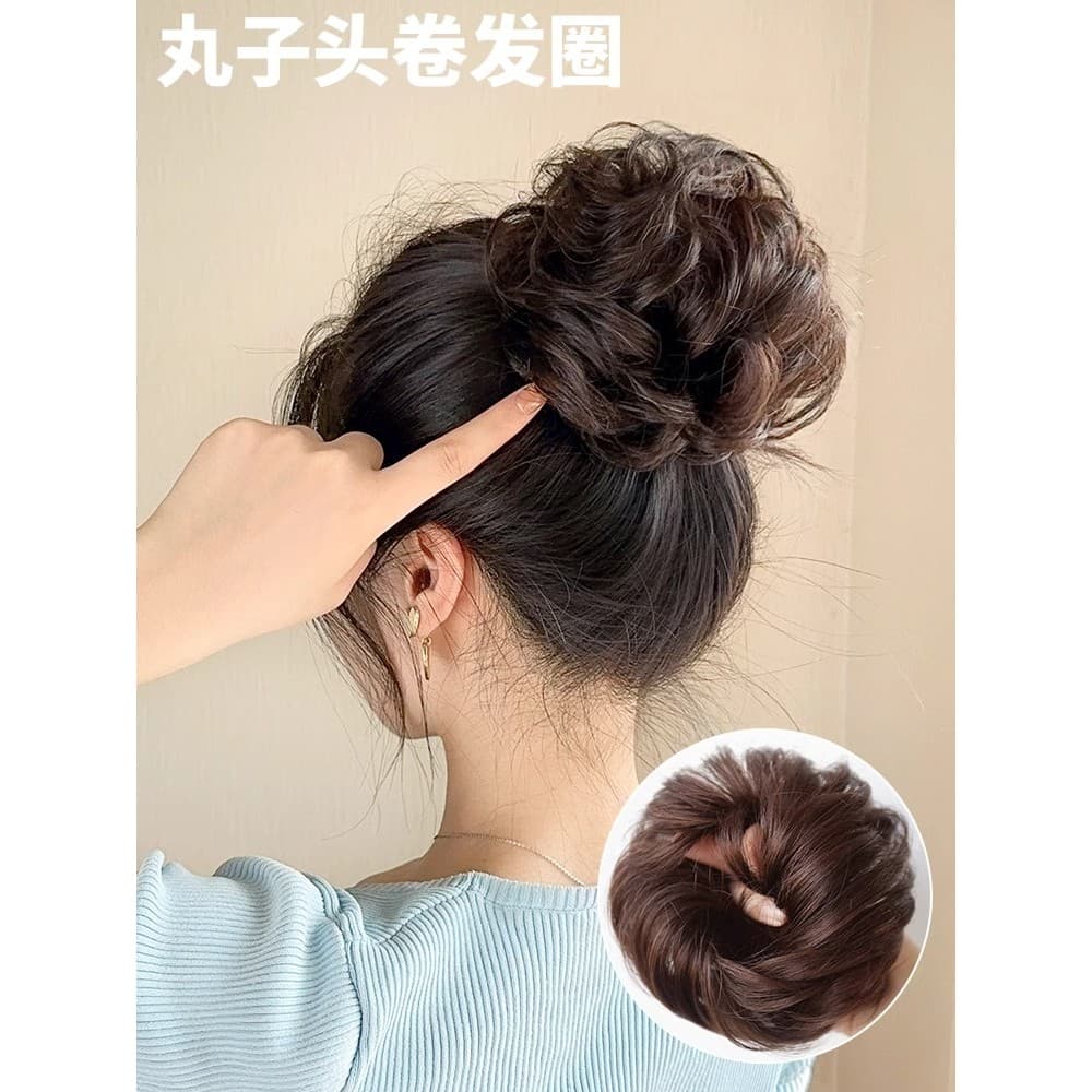 Peruca de cabeça de bola de gravata alta feminina Natural fofo anel de cabelo flor botão cabeça ferramenta de cabelo pre