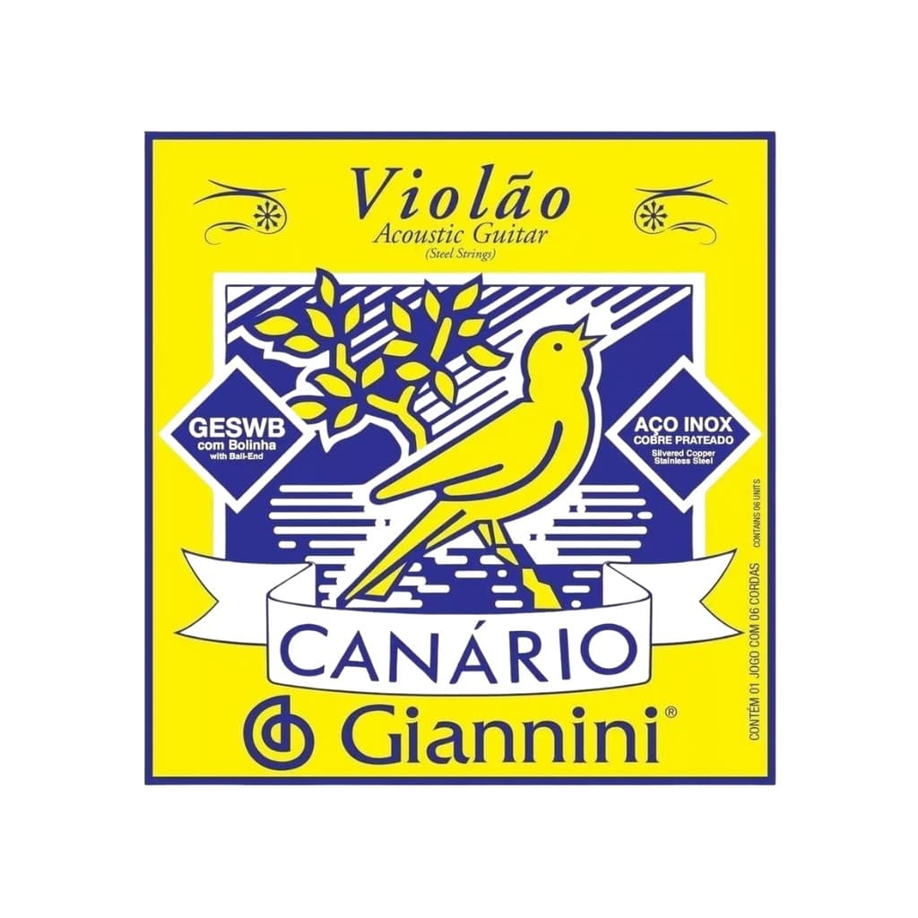 Encordoamento Giannini Canario Violão Aço C/ Bolinha