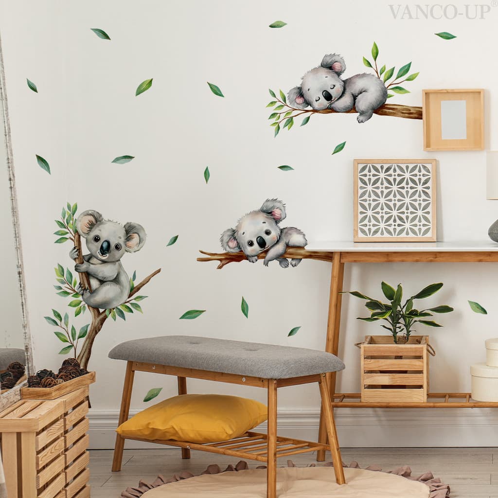 Estilo boêmio coala gatinho adesivos de parede sala de estar decoração do quarto das crianças adesivos de parede
