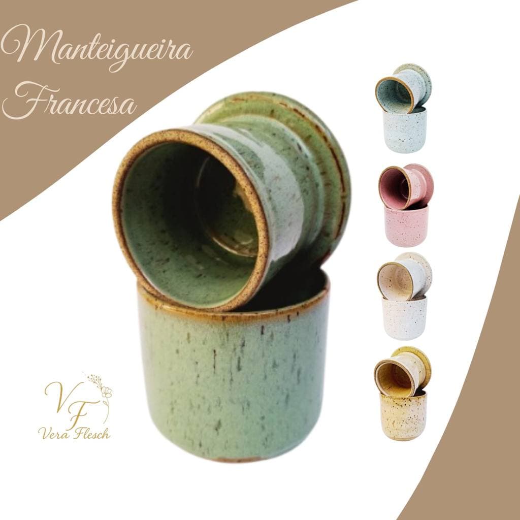 Manteigueira Francesa(Várias Cores)em Cerâmica 100%Artesanal/Cozinha/Decoração/Louça/Mesa Posta/Café