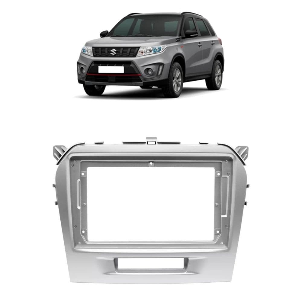 Moldura  Painel de 9" 2DIN Suzuki Vitara 2016 a 2022 Prata