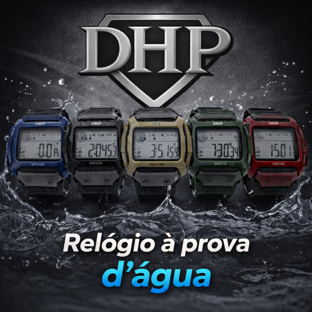 Relógio Digital Esportivo Masculino DHP M1 à Prova d’Água com Cronômetro e Alarme