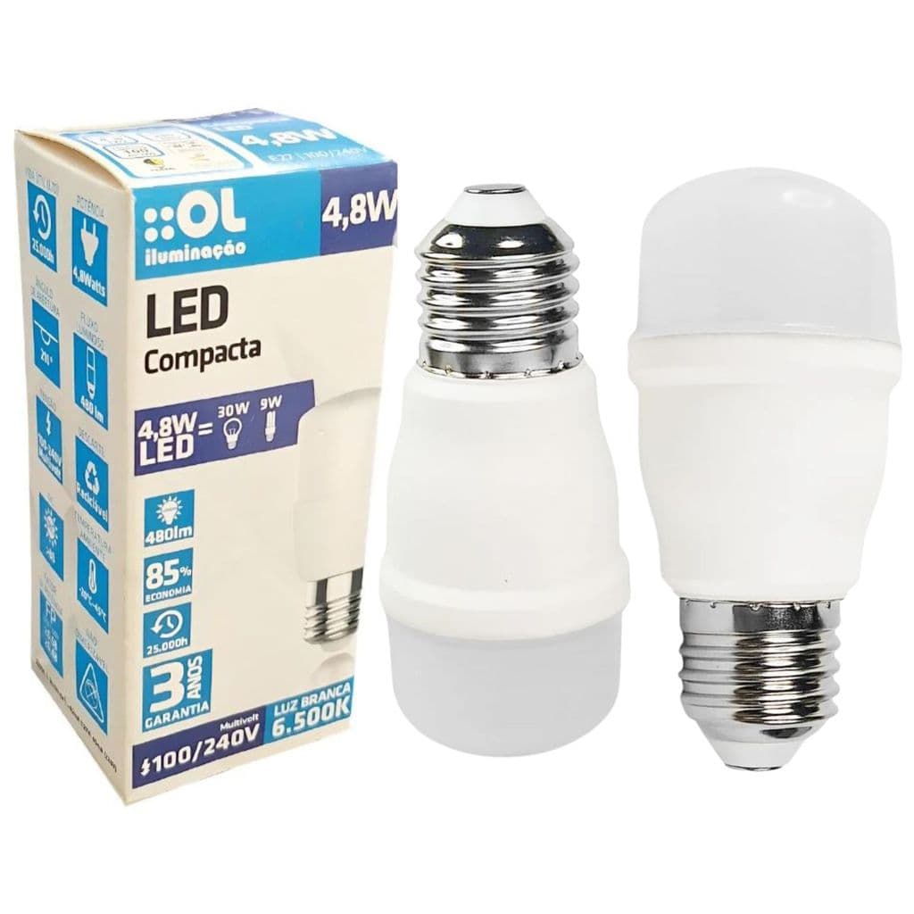 Lâmpada Compacta Led Sorvete 4.8W 6500k Bivolt E27 Branco Frio