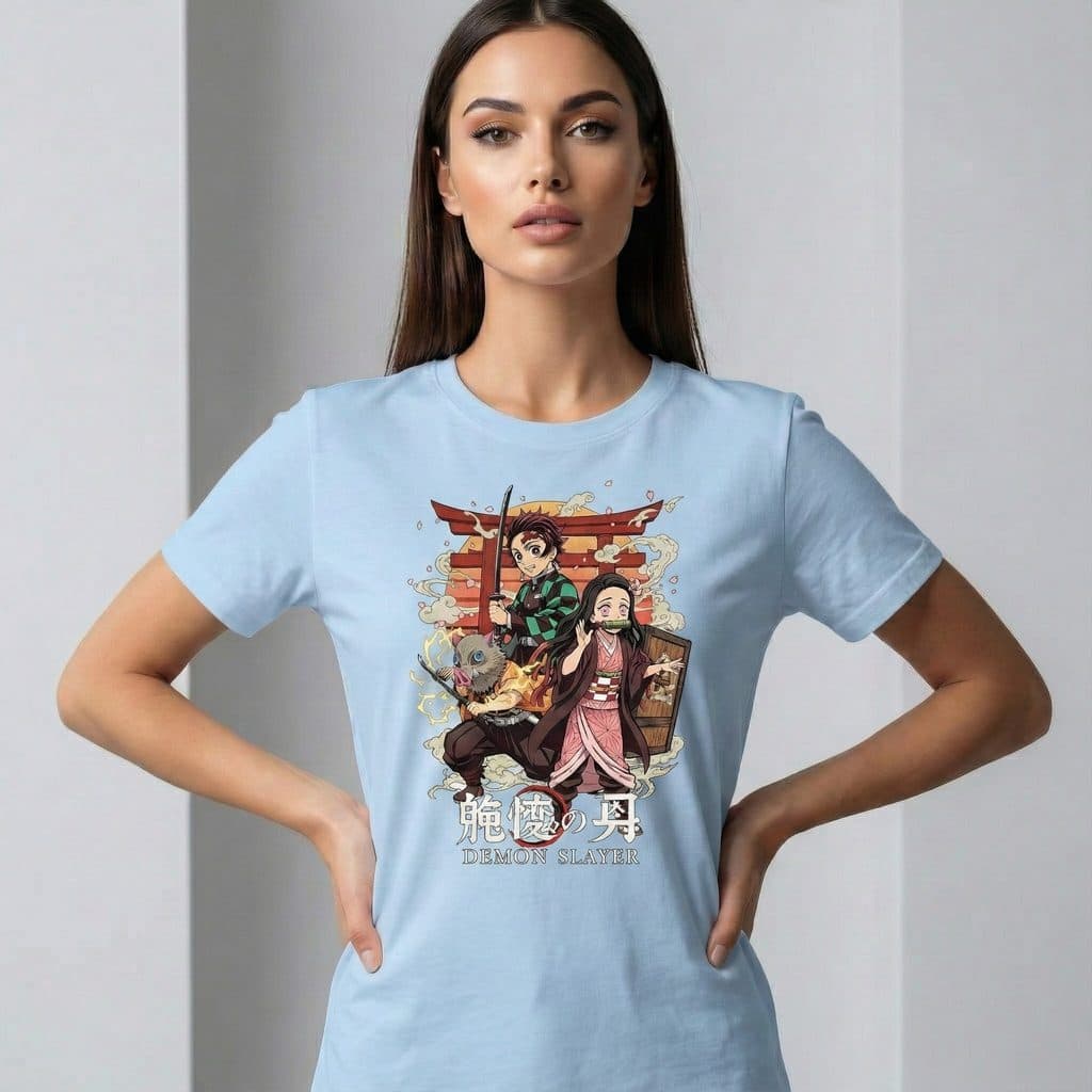 Camiseta Demon Slayer Tanjiro Nezuko Anime Unissex Algodão Premium Estampa Silk Resistente Confortável Pronta Entrega