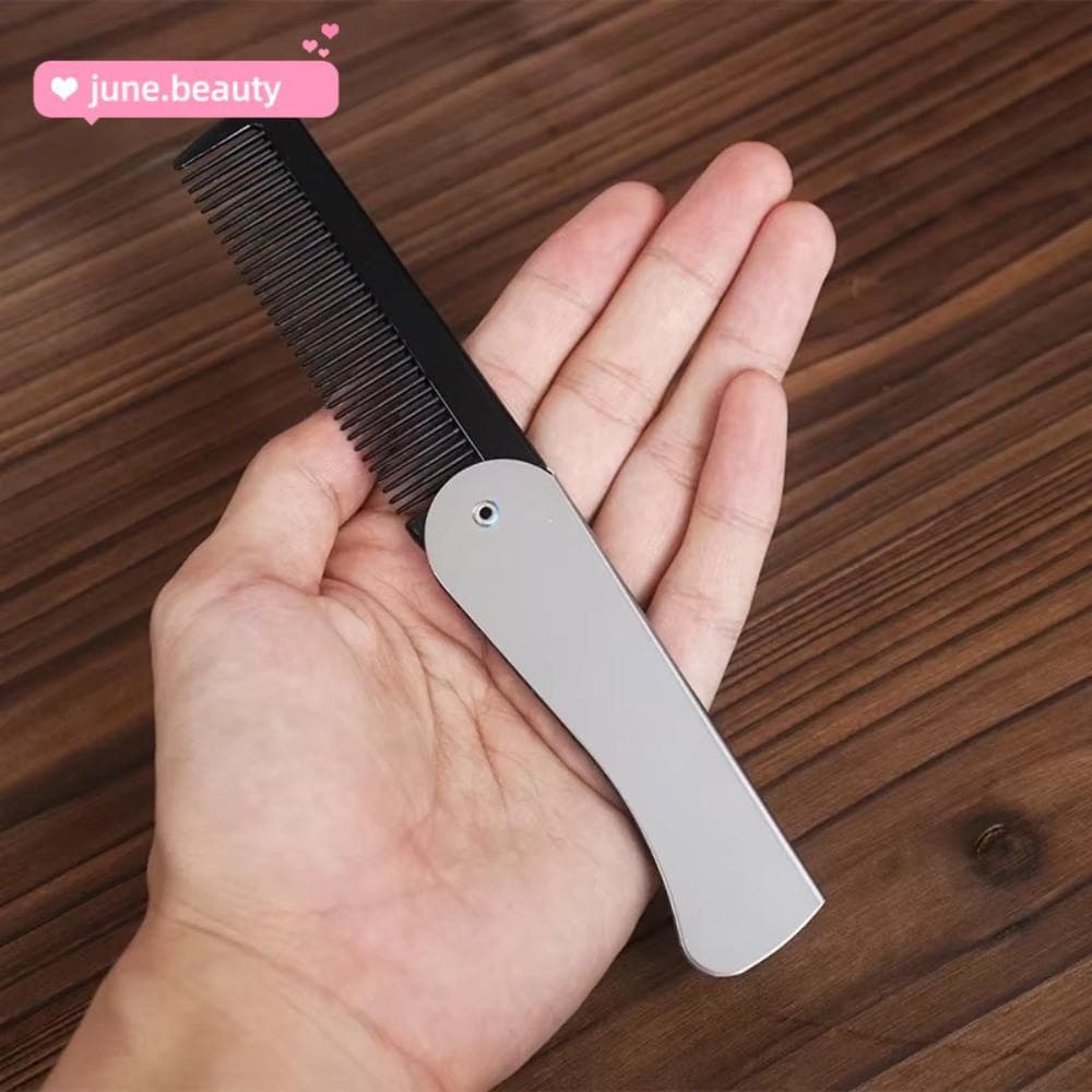 JUNEE 1 Peça Pente Antiestático , De Aço Dobrável De Tamanho De Bolso Barba Dente Fino , Cuidados Com A Peruca