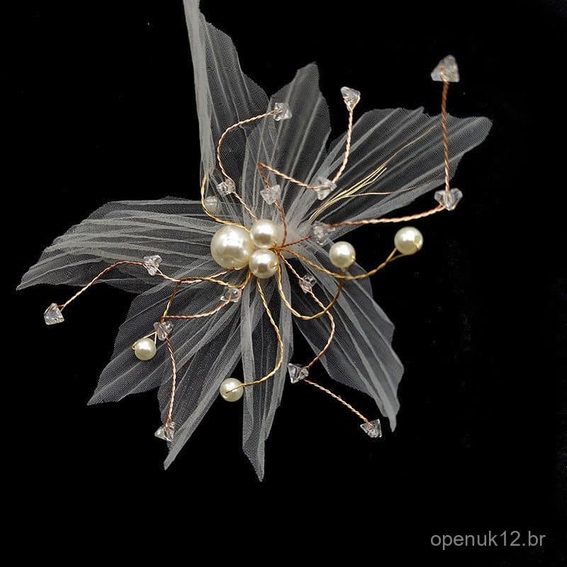 Elegante acessório de cabelo com flor de seda em estilo japonês e coreano, acessório de vestido de noiva com flor plissa