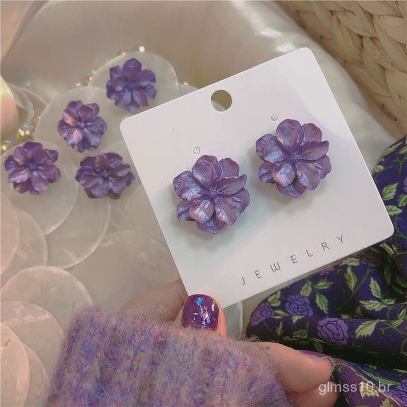 Brincos de Flor de Gardênia Coreana Dongdaemun Silver Needle, Fofos, Modernos, Luxuosos, Elegantes, Brincos de Pino, Ata
