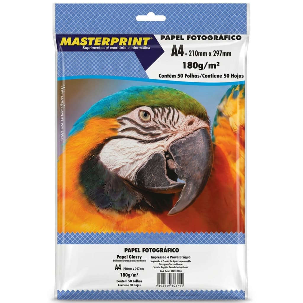 Papel Fotográfico A4 180 g Glossy Brilhante À Prova D'água MasterPrint