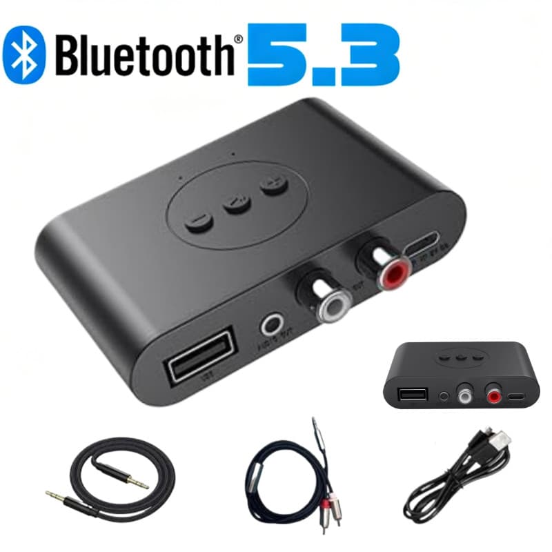 Receptor NFC De Áudio Bluetooth 5.3 3.5 Mm Aux RCA USB Adaptador De Música Estéreo Kit Para Carro Alto-Falantes