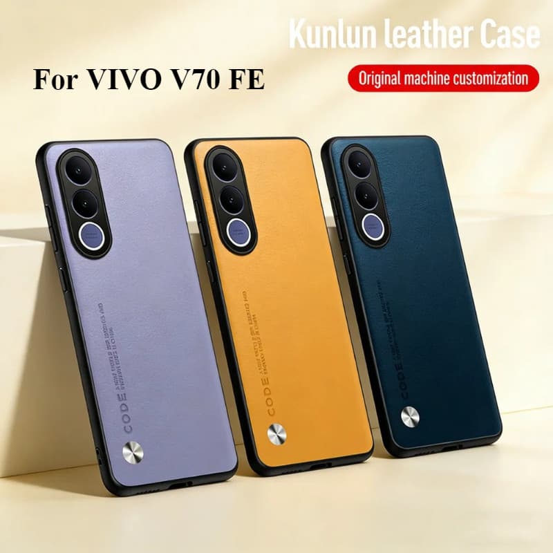 Couro Do Plutônio Duro À Prova De Choque Caso Para Vivo V70 FE Fosco Silicone Macio Quadro Proteção Telefone Capa Trasei