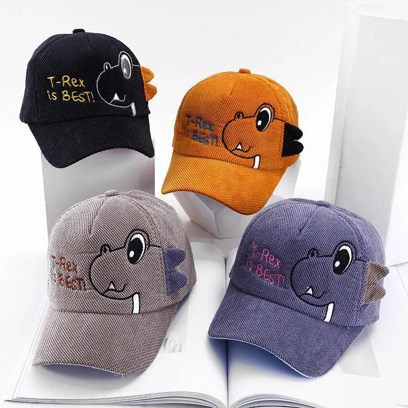 Bonés Fofos para Bebês, Boné de Beisebol Infantil com Dinossauro de Desenho Animado, Boné Ajustável de Corduroy para Pro