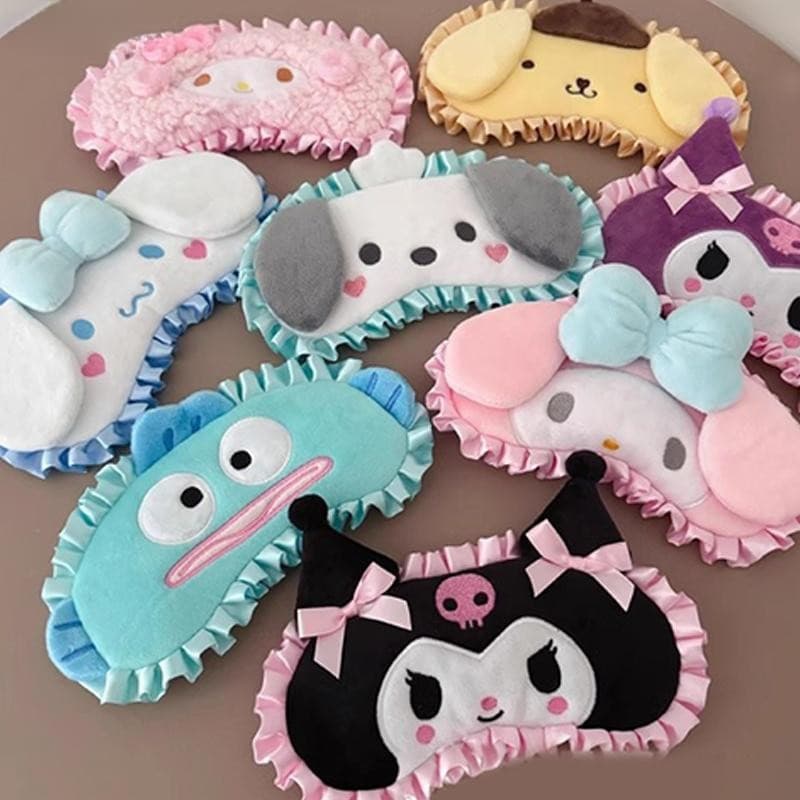 Máscara de dormir Sanrio, adequada para o estilo japonês, vem com toalhas com estampas de Kuromi, My Melody, Pom
