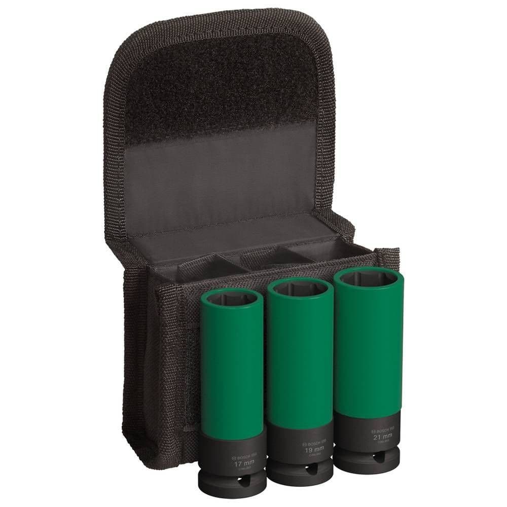 Jogo De Soquete Impacto Verde 17 19 21mm Encaixe 1/2 Bosch