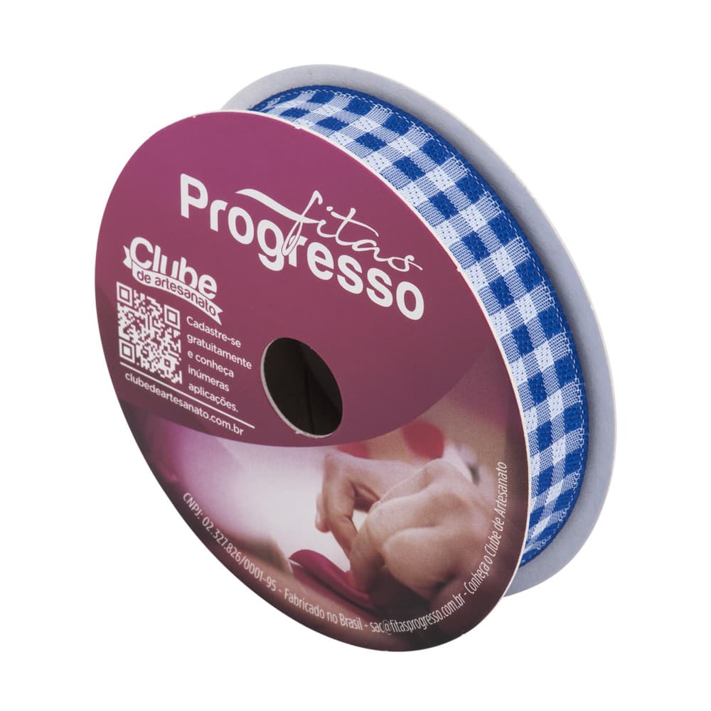 Fita Decorativa Xadrez Tecido Progresso Xt003 15mm Rolo 10 Metros Festa Junina