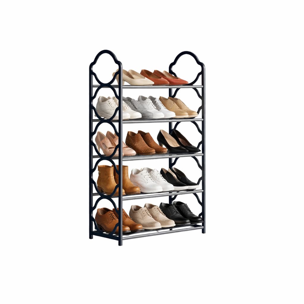 Sapateira 5 Andar Plástico Ferro Vertical Multiuso Chão Porta Organizador Prateleira Estante Calçado