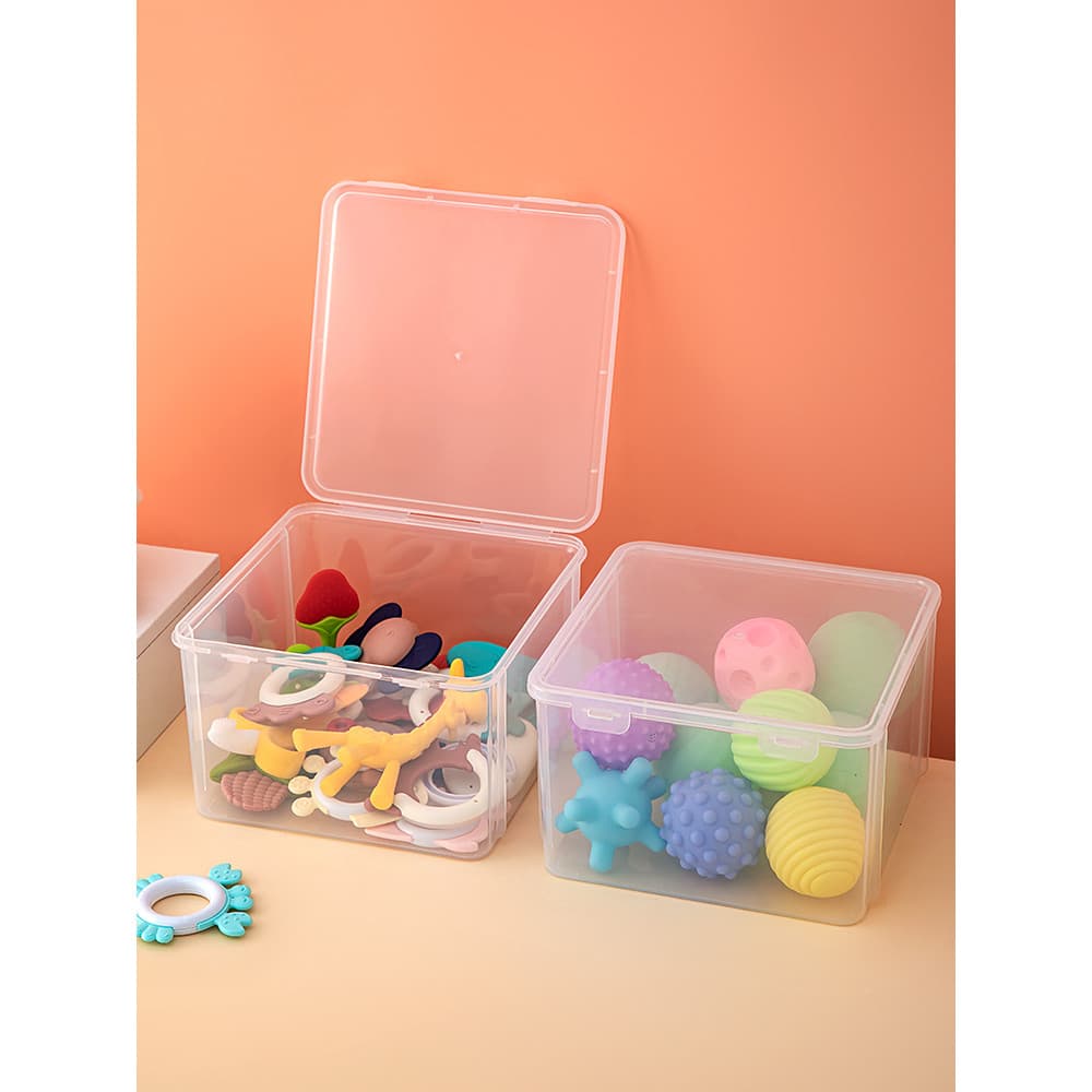 Crianças arrumado caixa de armazenamento de brinquedos do bebê mastigando classificação transparente mordedor mão do beb