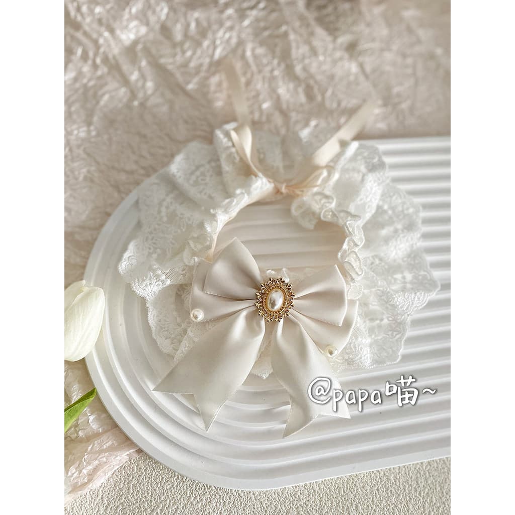 Lenço de casamento branco para casamento de animais de estimação, capa para babador de gato, babador de renda para anima