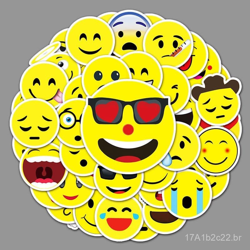 50 adesivos criativos à prova d'água com carinhas sorridentes, para malas de viagem, malas de mão e laptops, com desenho