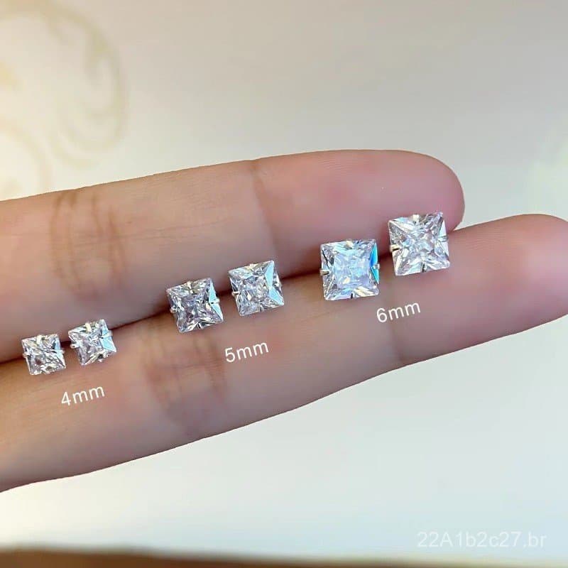 Joias de Prata Bexi S925, Brincos de Zircônia Quadrada em Prata Esterlina para Mulheres, Acessórios de Orelha Elegantes