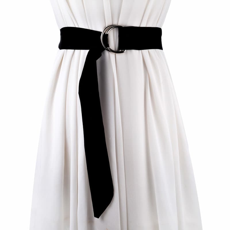 Novo produto versão coreana camurça cor senhoras Culottes cinto decorativo duplo-anel cinto de Metal estudante na moda f
