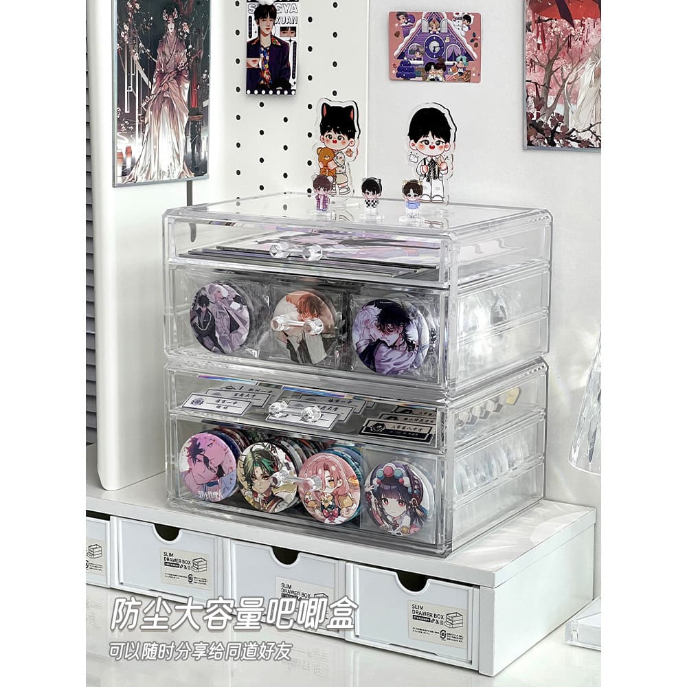 Caixa de armazenamento de barra Anime Guzi mercadoria manual cartão acrílico transparente gaveta crachá Display Rack