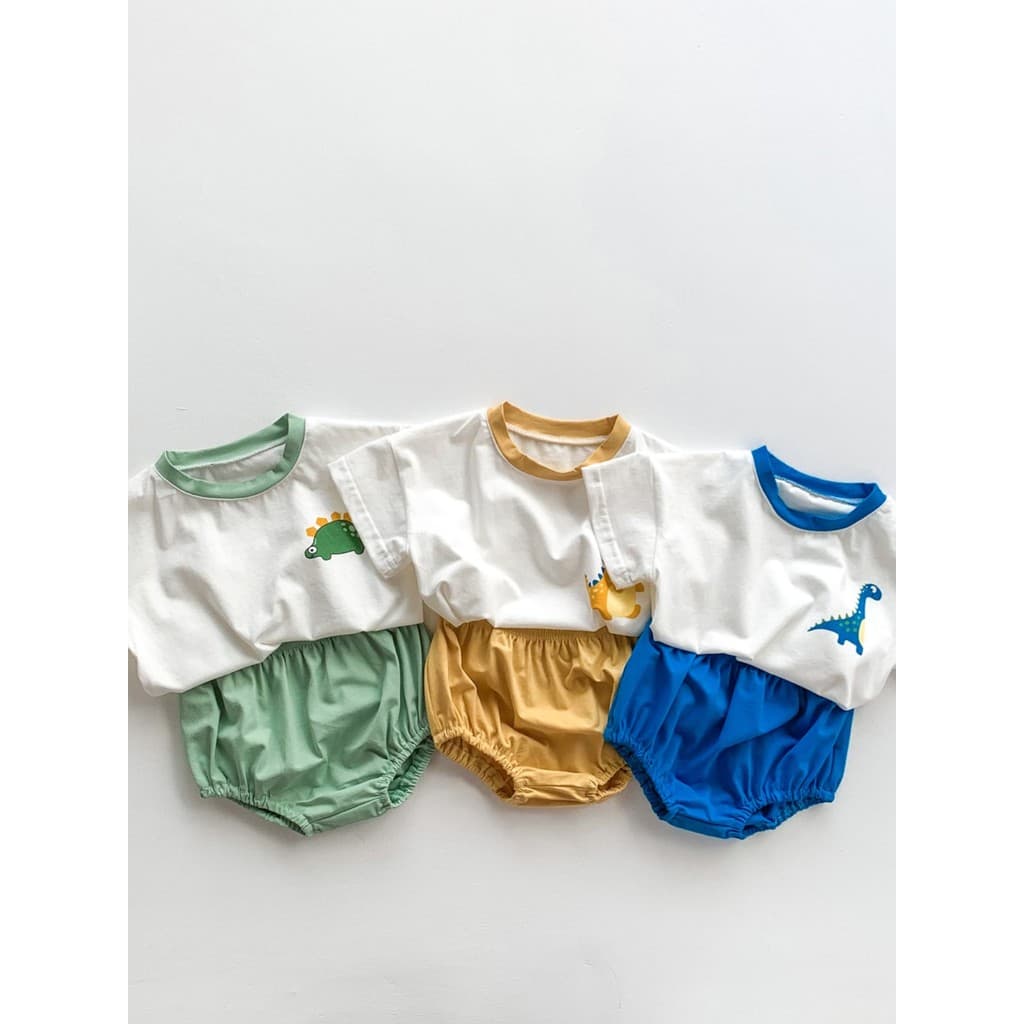 Verão estilo fino masculino feminino bebê dinossauro manga curta camiseta Shorts terno bebê criança topo PP calças de ab