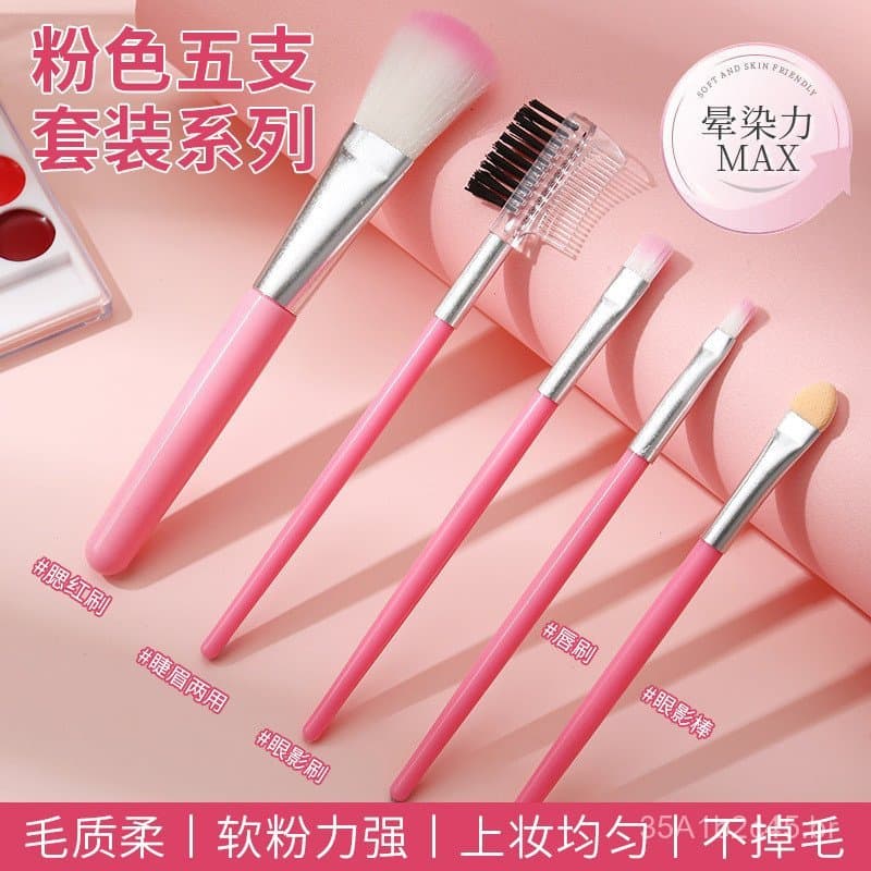 Conjunto de pincéis de maquiagem com cinco pincéis, ferramentas de maquiagem portáteis, pincel para blush, pincel para b