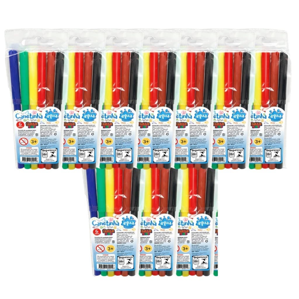 Combo Canetinha Lavável Infantil Kit 10 Com 6 Cores Cada Atacado
