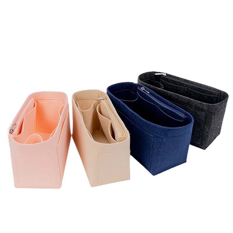 Organizador De Bolsa Em Feltro Multiuso Com Zíper Divisórias Internas Suporte Para Moldar Saco