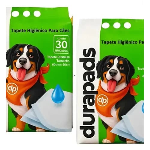 Kit 2 Tapetes Higiênico Cães Durapads 30 Un 60x60 Branco