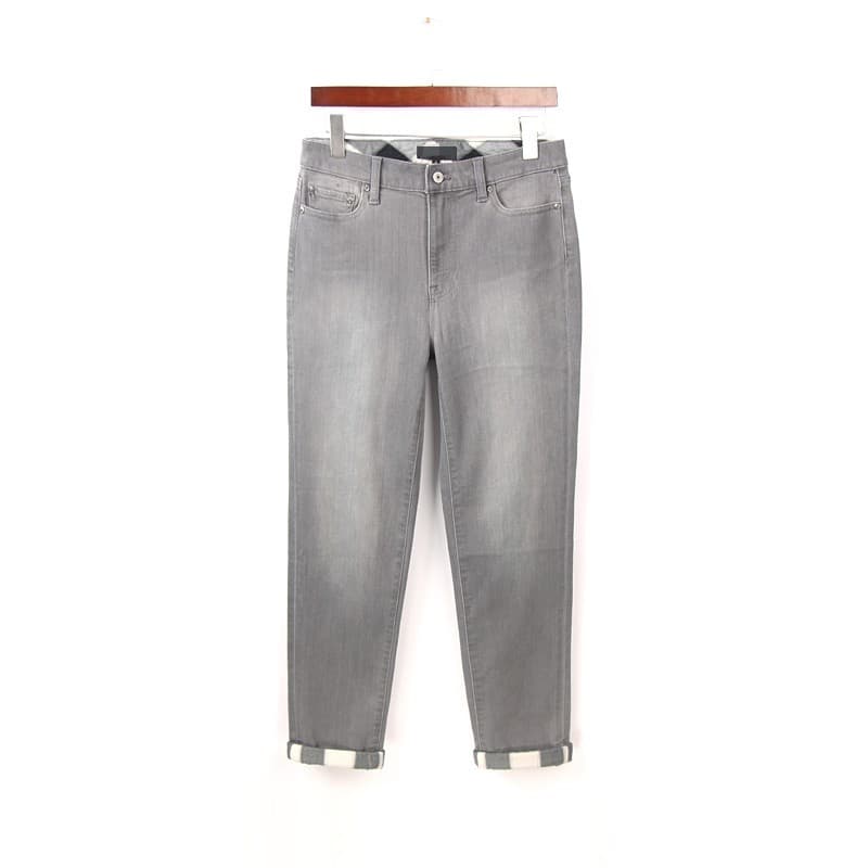 Outono novo estilo luz fumaça cinza Jeans feminino comércio exterior pedido Original 100kg tamanho grande cintura alta e